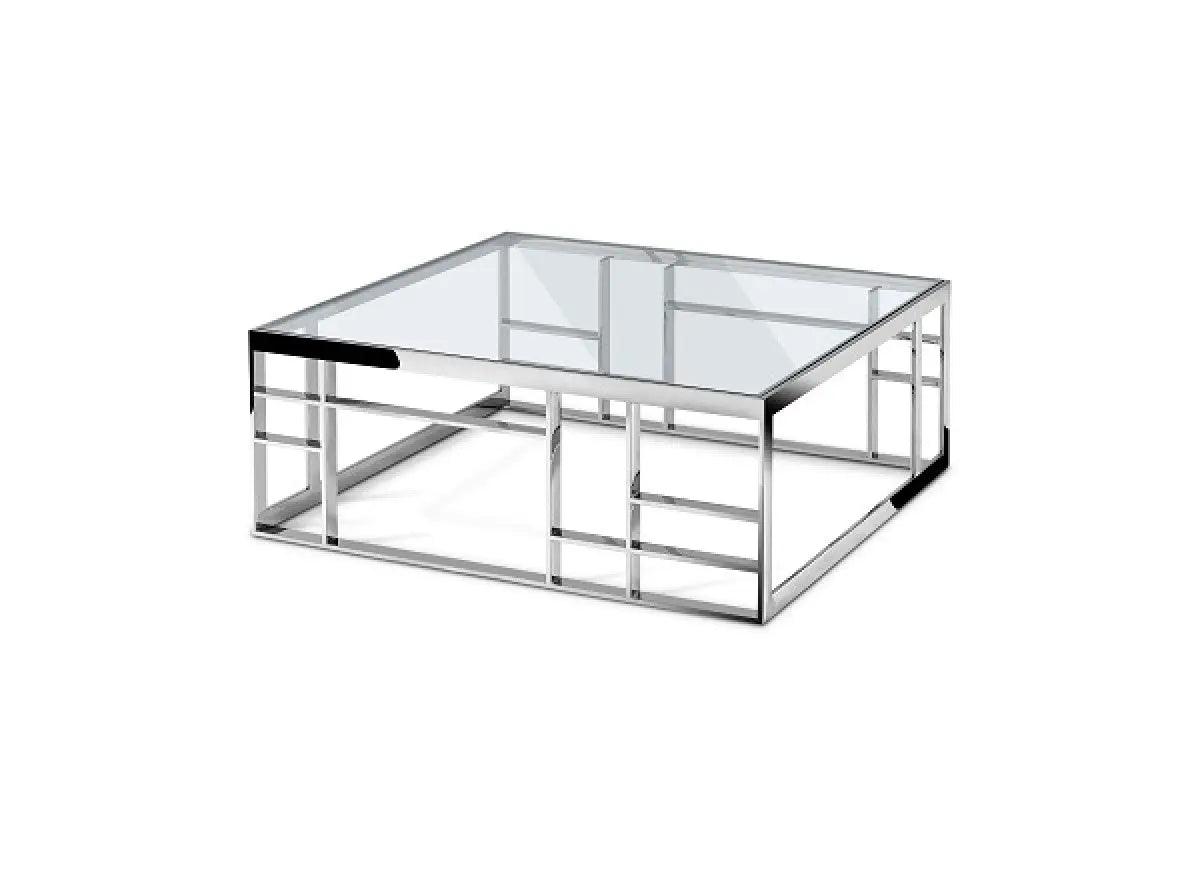 Vig Furniture - Modrest Stephen - Modern Glass & Stainless Steel Square Coffee Table - Vghb-341E