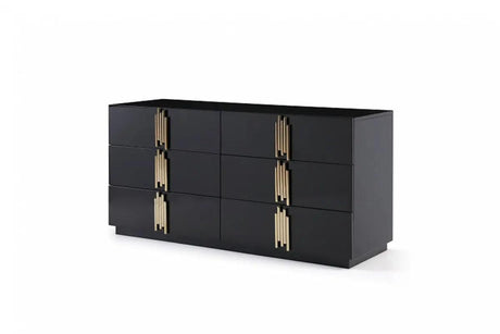 Vig Furniture - Modrest Token Modern Black & Gold Bedroom Set - Vgvcbd815-Set