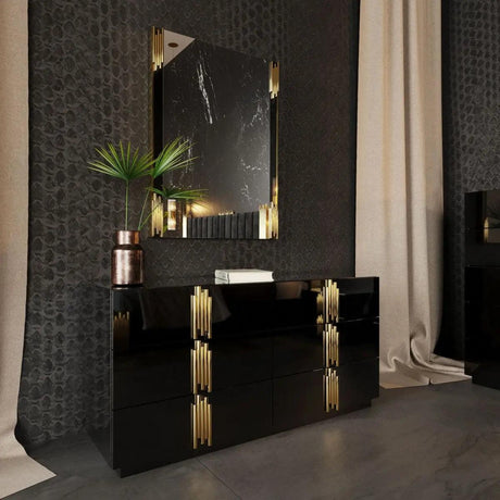 Vig Furniture - Modrest Token Modern Black & Gold Bedroom Set - Vgvcbd815-Set