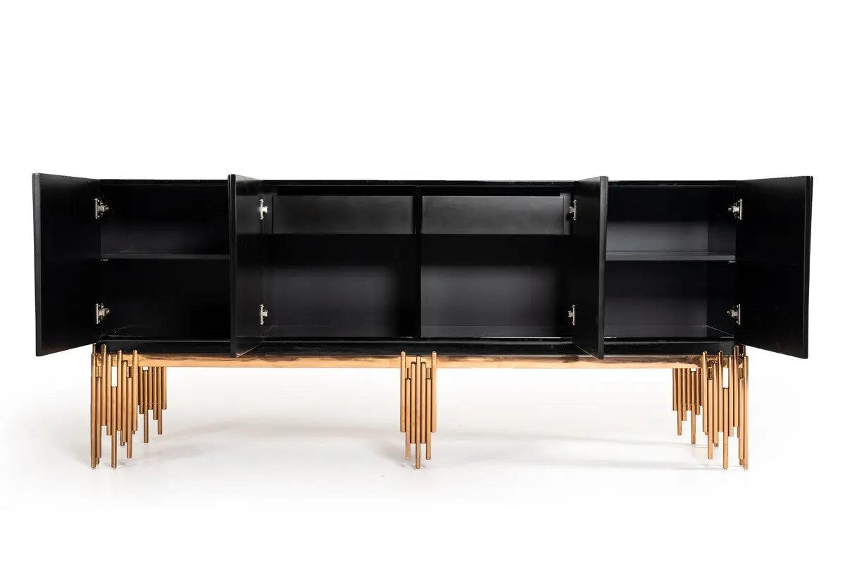 Vig Furniture - Modrest Token Modern Black & Rosegold Buffet - Vgvcg816