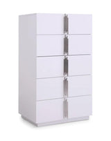 Vig Furniture - Modrest Token - Modern Glossy White & Stainless Steel Chest - Vgvcj815-5H-Wht-3-3
