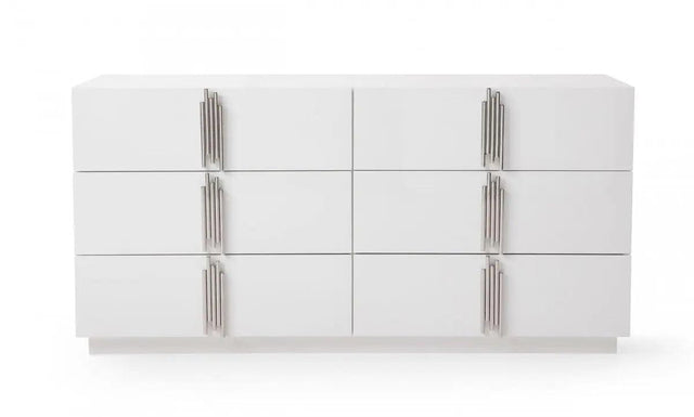 Vig Furniture - Modrest Token - Modern White & Stainless Steel Dresser - Vgvcj815-Wht-Drs