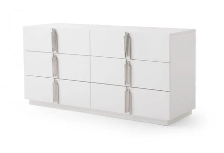 Vig Furniture - Modrest Token - Modern White & Stainless Steel Dresser - Vgvcj815-Wht-Drs