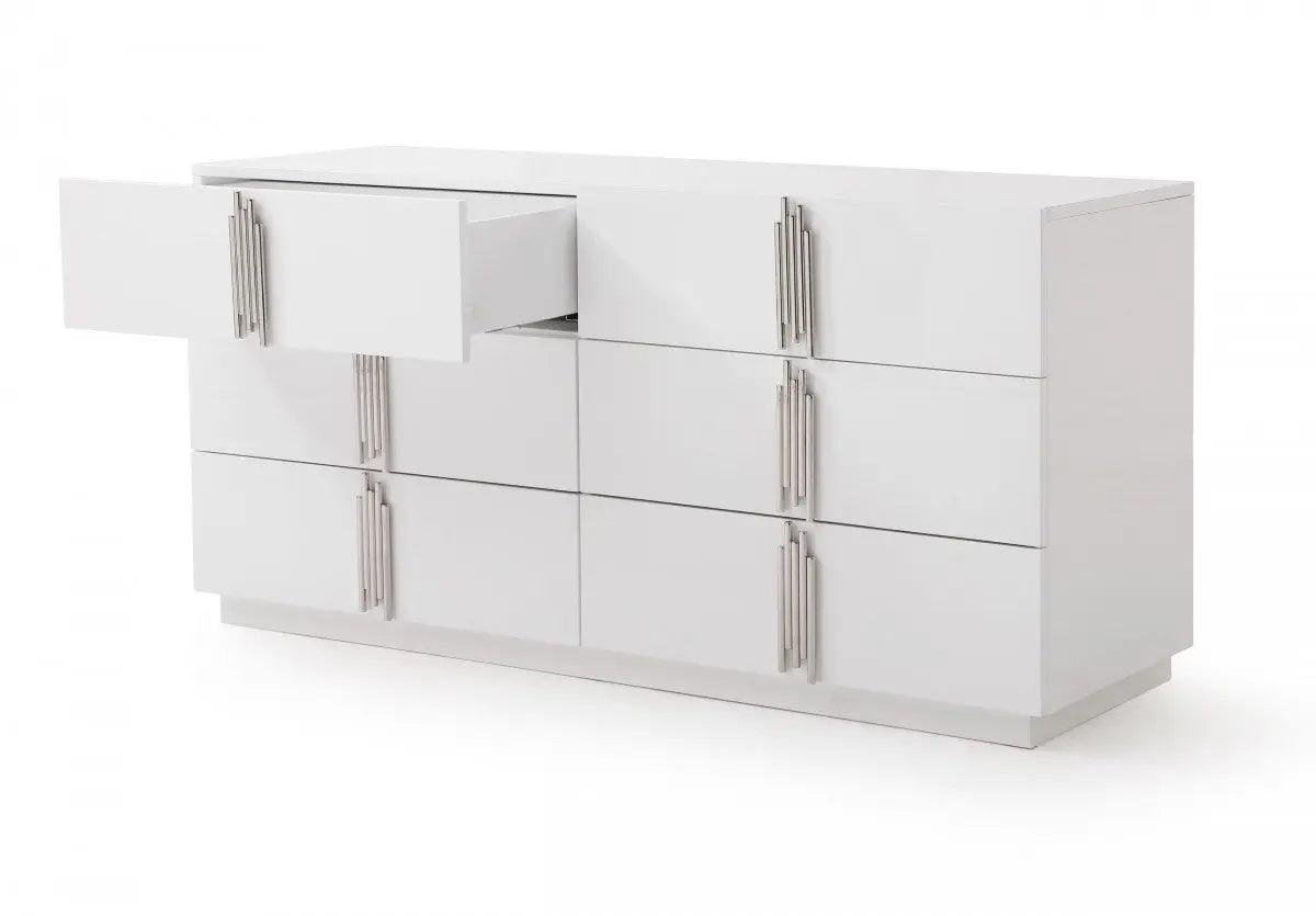 Vig Furniture - Modrest Token - Modern White & Stainless Steel Dresser - Vgvcj815-Wht-Drs