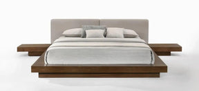 Modrest Tokyo Contemporary Walnut And Grey Platform Bed Vgmabr-90-Wal-Gray