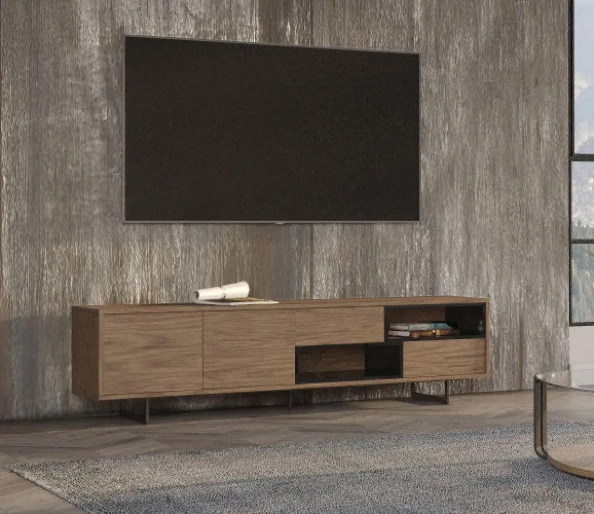 Vig Furniture - Modrest Torlonia Modern Walnut & Black Tv Stand - Vgbbmf1311A