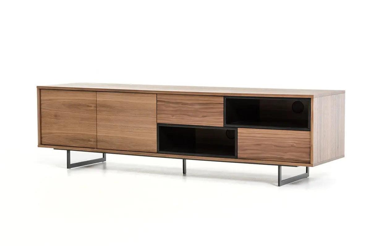 Vig Furniture - Modrest Torlonia Modern Walnut & Black Tv Stand - Vgbbmf1311A