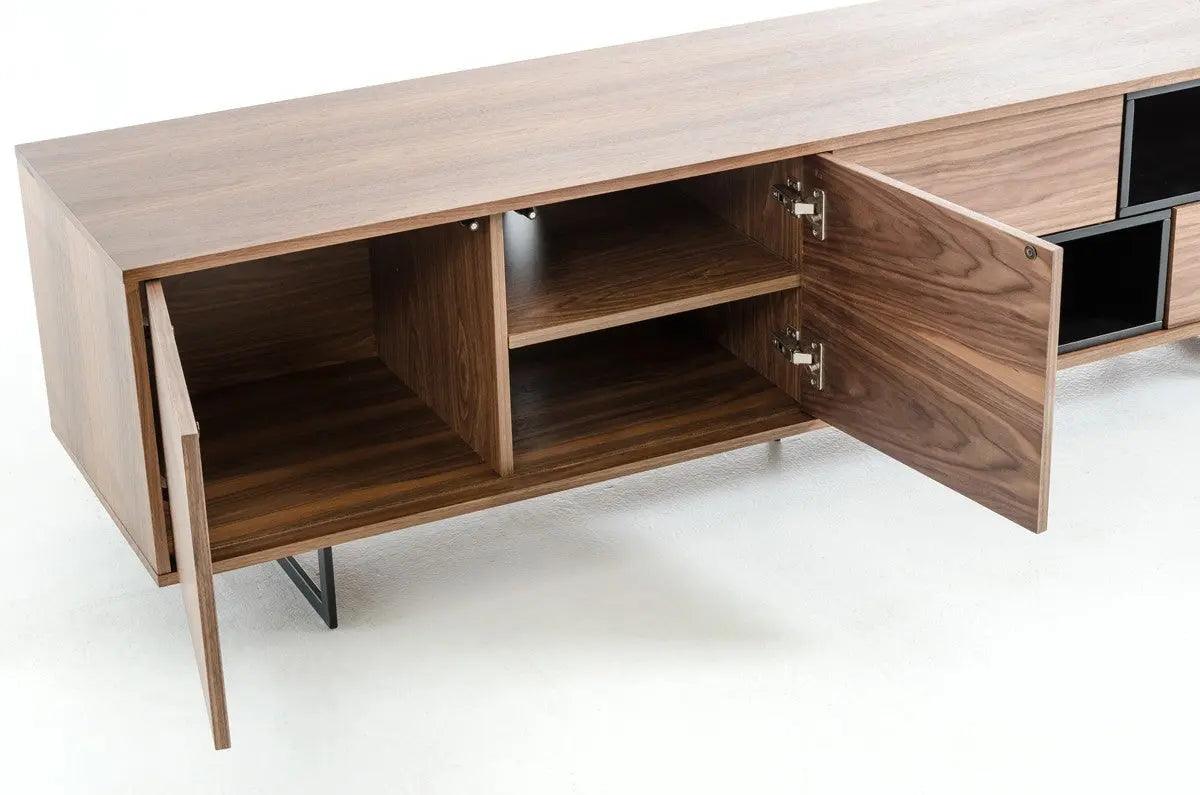 Vig Furniture - Modrest Torlonia Modern Walnut & Black Tv Stand - Vgbbmf1311A