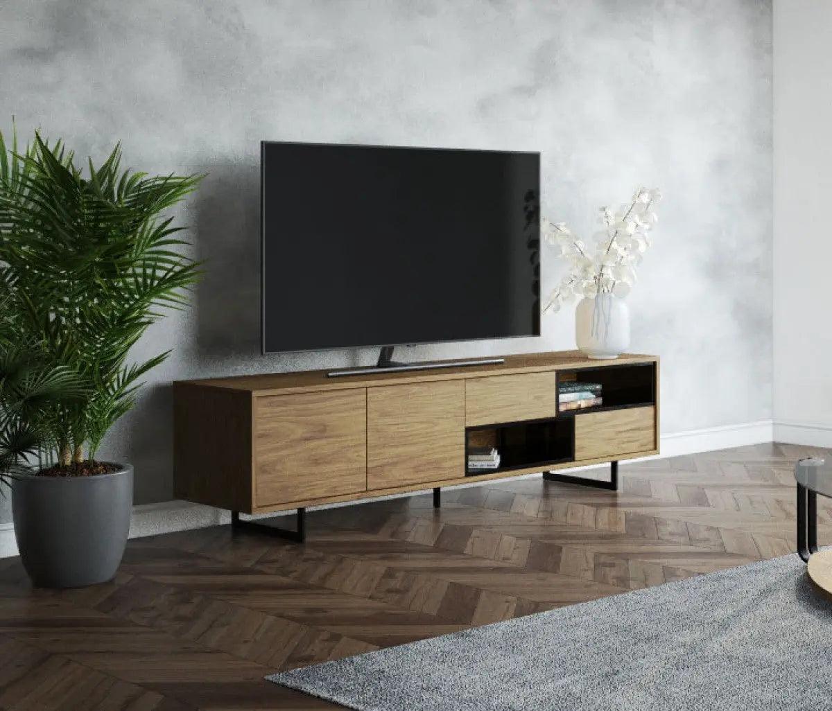 Vig Furniture - Modrest Torlonia Modern Walnut & Black Tv Stand - Vgbbmf1311A