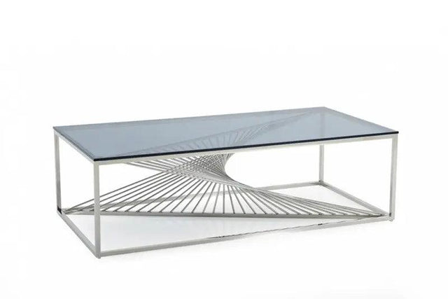 Vig Furniture - Modrest Trinity Modern Glass & Stainless Steel Coffee Table - Vgvcct8618-L