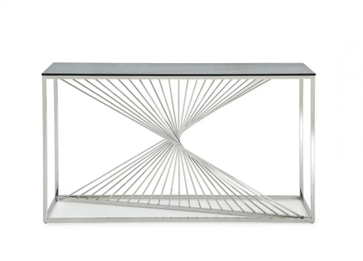 Vig Furniture - Modrest Trinity Modern Glass & Stainless Steel Console Table - Vgvck8618