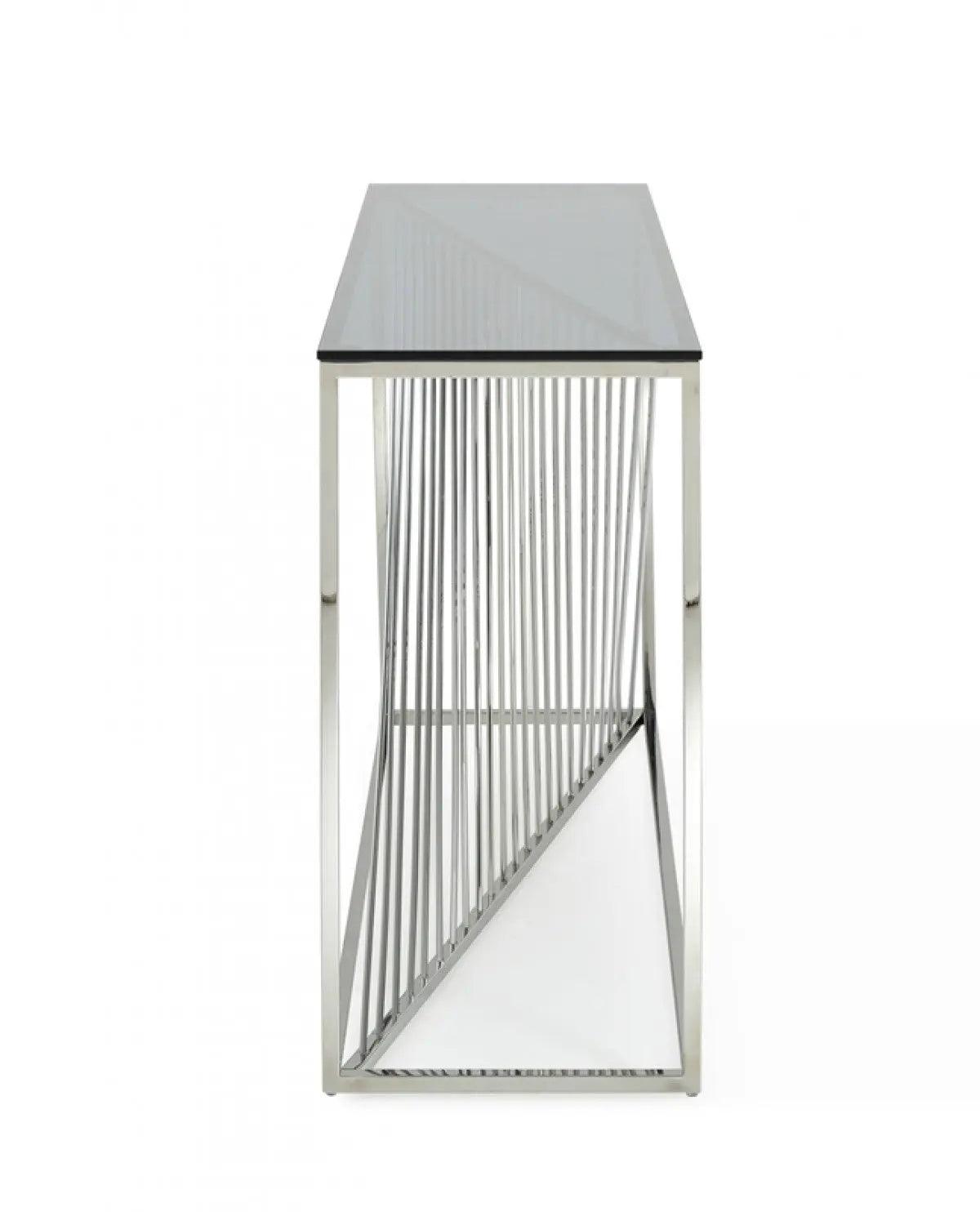 Vig Furniture - Modrest Trinity Modern Glass & Stainless Steel Console Table - Vgvck8618