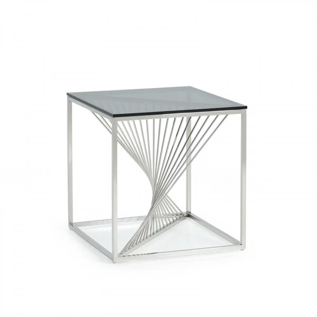 Vig Furniture - Modrest Trinity Modern Glass & Stainless Steel End Table - Vgvcet8618