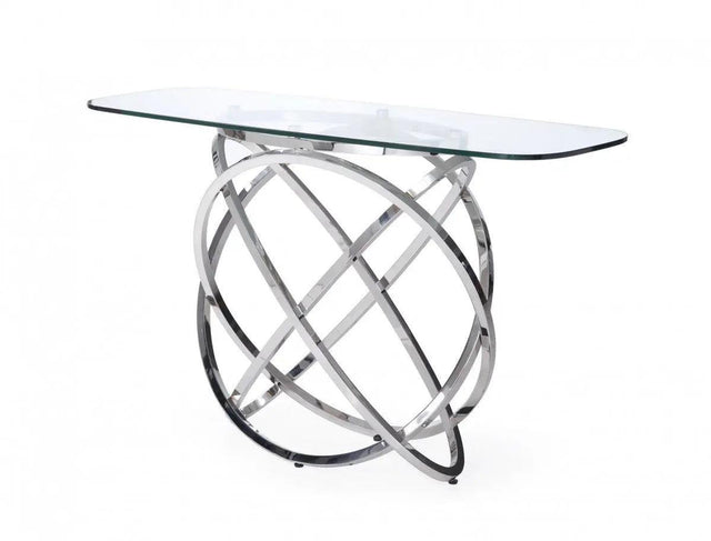 Vig Furniture - Modrest Tulare - Modern Glass & Stainless Steel Console Table - Vgvck829-Cons