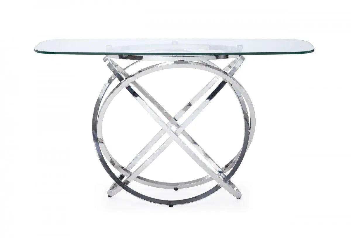 Vig Furniture - Modrest Tulare - Modern Glass & Stainless Steel Console Table - Vgvck829-Cons