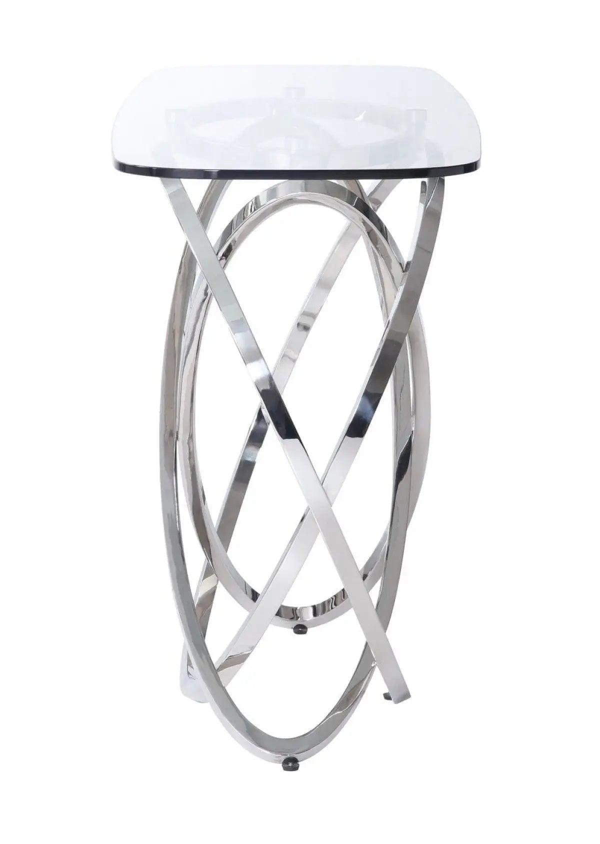 Vig Furniture - Modrest Tulare - Modern Glass & Stainless Steel Console Table - Vgvck829-Cons