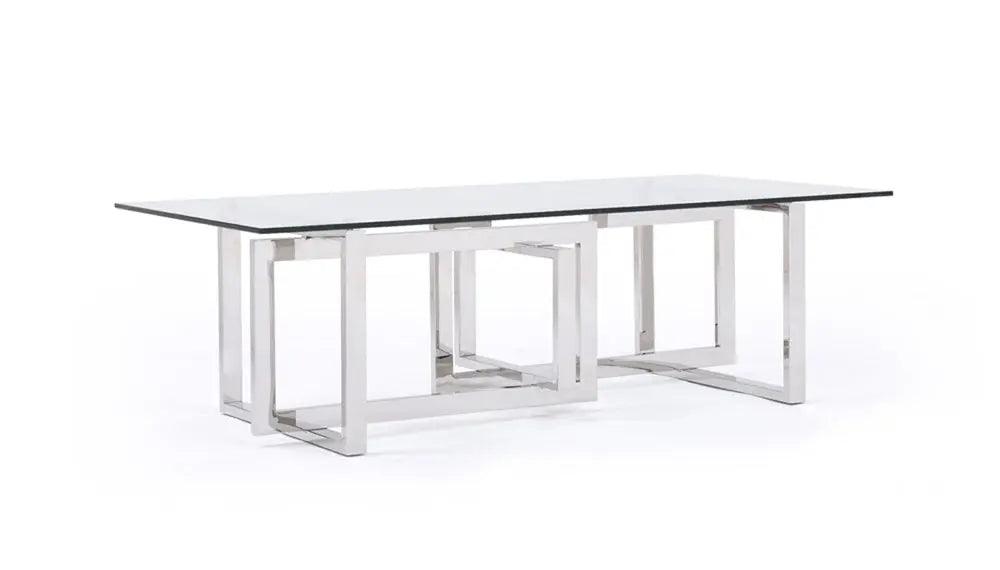 Vig Furniture - Modrest Valiant Modern Glass & Stainless Steel Coffee Table - Vgvcct856