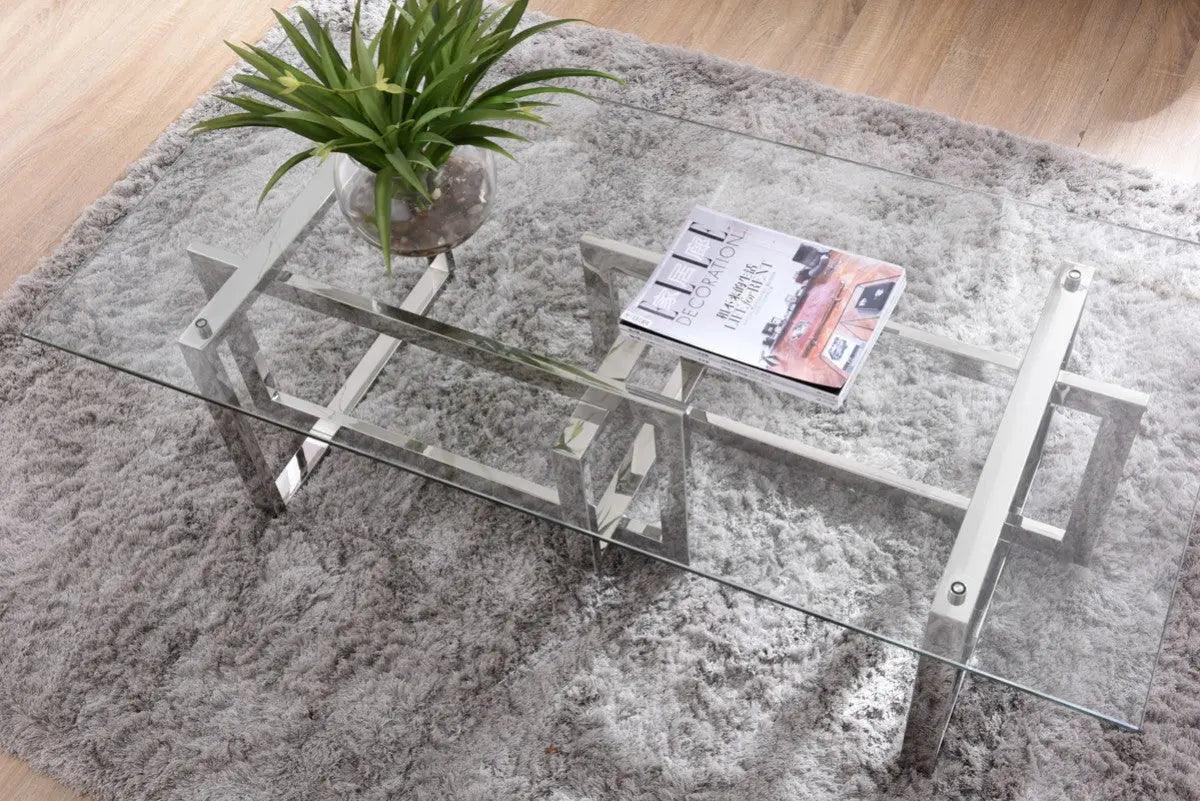 Vig Furniture - Modrest Valiant Modern Glass & Stainless Steel Coffee Table - Vgvcct856