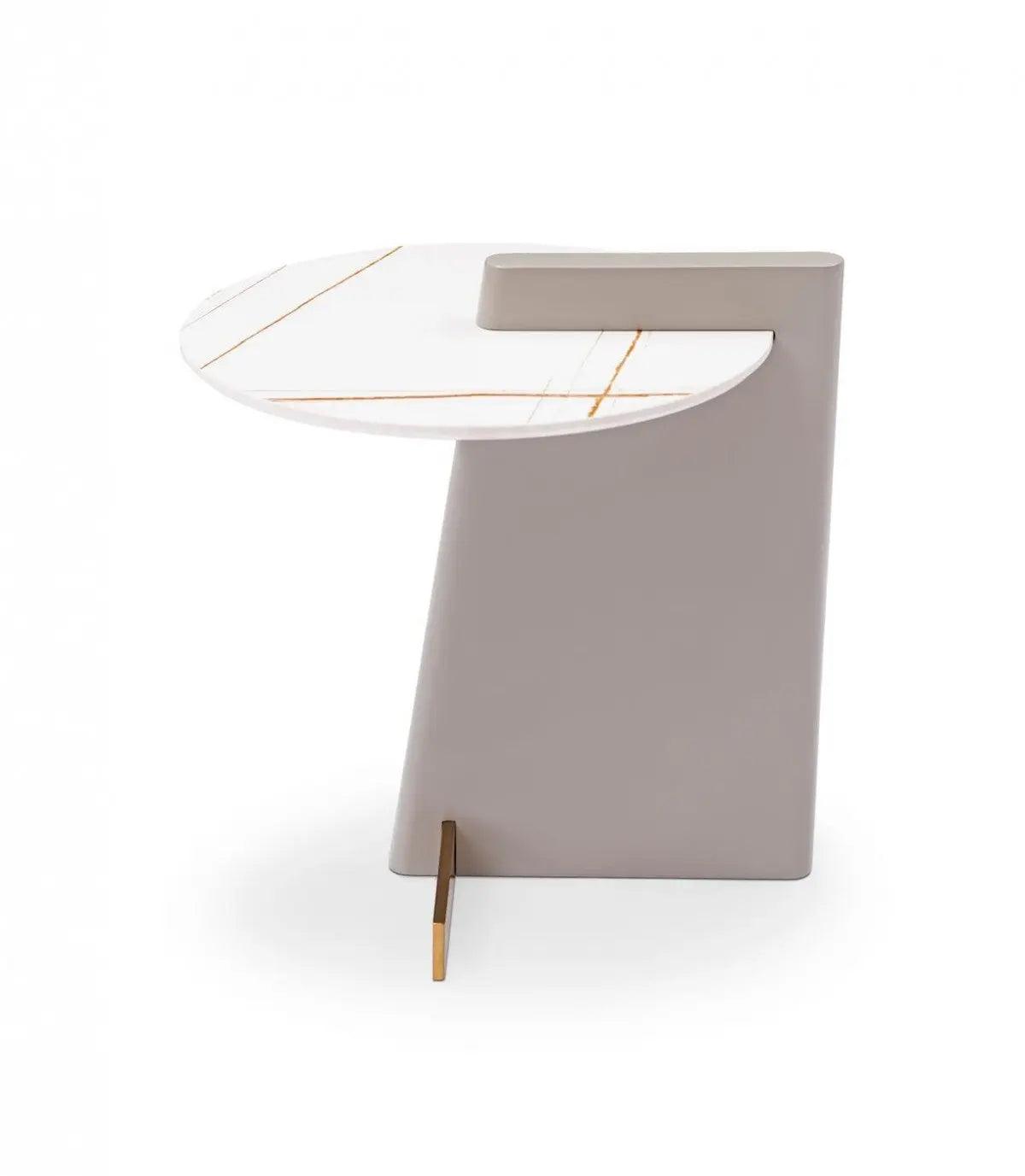 Vig Furniture - Modrest Varum Modern White, Grey & Gold Ceramic End Table - Vgwc26Fb038-Wht-Et