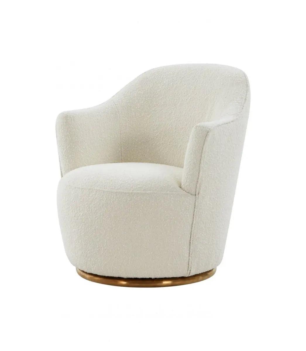 Vig Furniture - Modrest Vera Modern Sherpa Swivel Accent Chair - Vgrhac-542-Wht-Ch