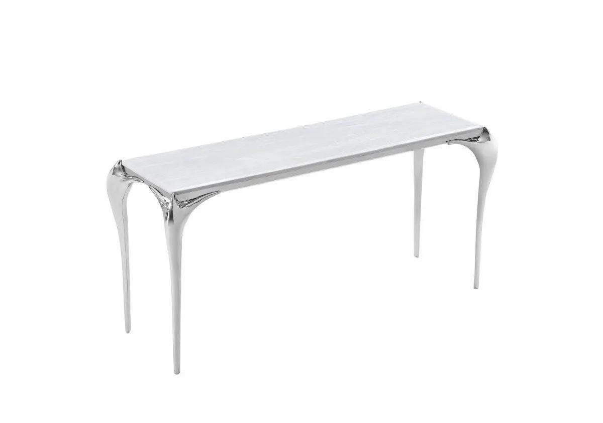 Vig Furniture - Modrest Vince - Faux Marble & Stainless Steel Console Table - Vgzax107-Gry