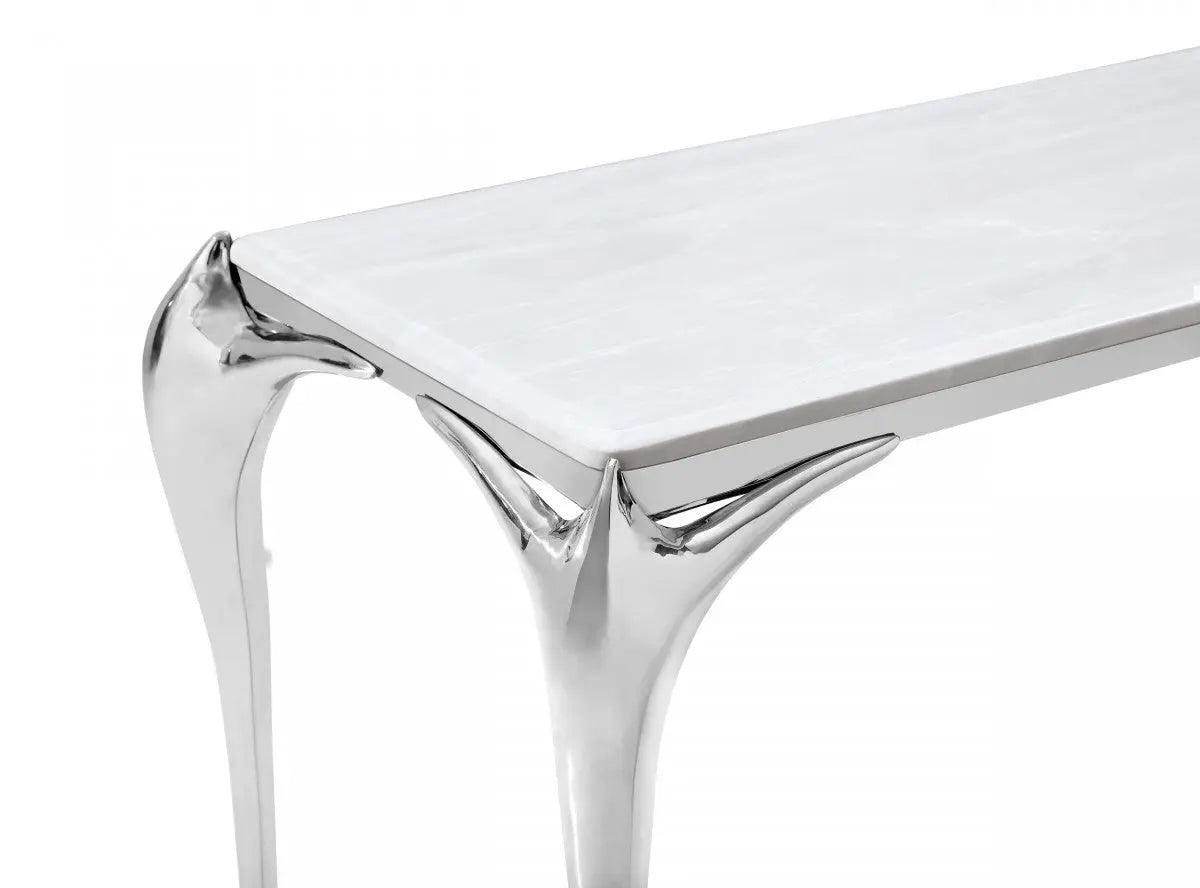 Vig Furniture - Modrest Vince - Faux Marble & Stainless Steel Console Table - Vgzax107-Gry