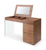 Vig Furniture - Modrest Volare - Modern Walnut Floating Glass Vanity With Mirror - Vgwcg606-M-Wal-Vty