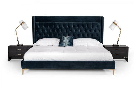 Vig Furniture - Modrest Wales Modern Blue Fabric Bed - Vgvcbd8910-Blu