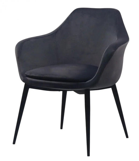 Vig Furniture - Modrest Wilson Modern Grey Velvet & Black Dining Chair - Vghr3404-Gry-Dc