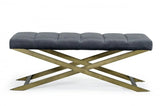 Vig Furniture - Modrest Xane Contemporary Dark Grey & Antique Brass Bench - Vggaga-8648Be-Dkgry-B