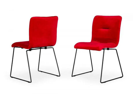 Vig Furniture - Modrest Yannis - Modern Red Fabric Dining Chair (Set Of 2) - Vgmami-913-Red