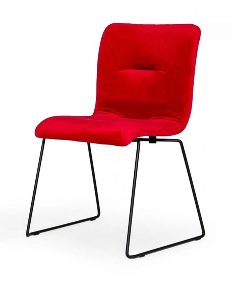 Vig Furniture - Modrest Yannis - Modern Red Fabric Dining Chair (Set Of 2) - Vgmami-913-Red