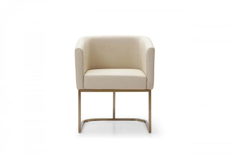 Modrest Yukon Modern Beige Bonded And Antique Brass Dining Chair Vgvc-B8362