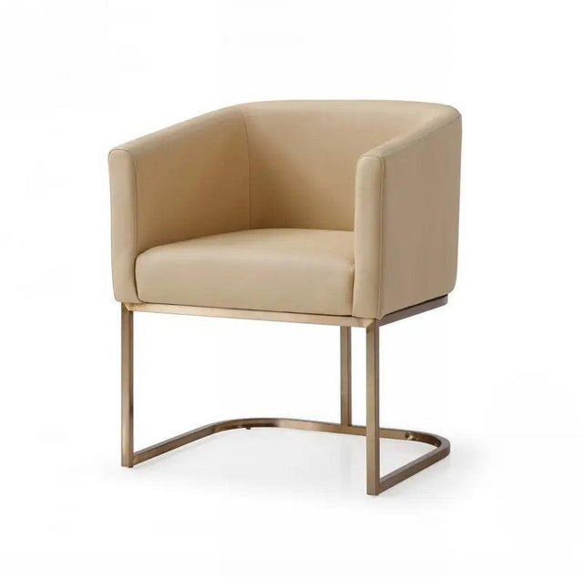 Vig Furniture - Modrest Yukon - Modern Beige Bonded And Antique Brass Dining Chair - Vgvc-B8362