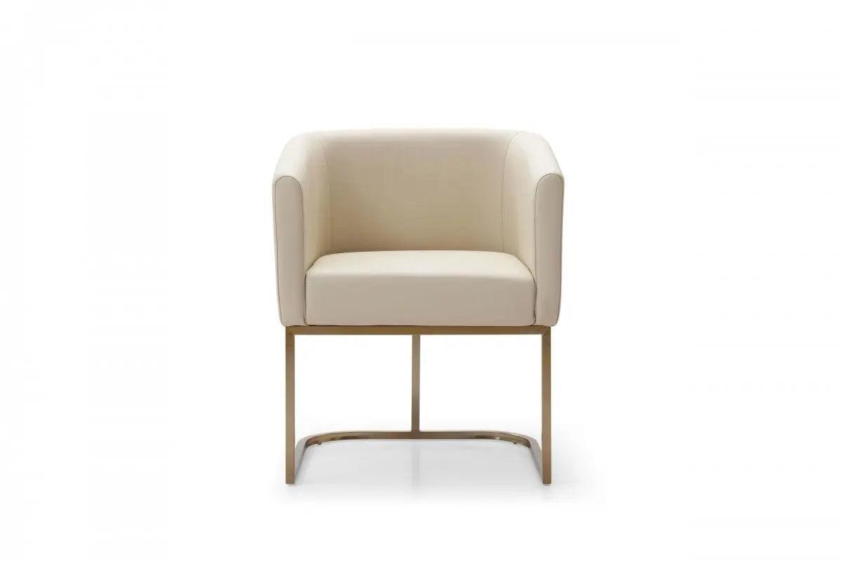 Vig Furniture - Modrest Yukon - Modern Beige Bonded And Antique Brass Dining Chair - Vgvc-B8362