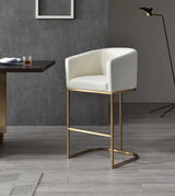 Vig Furniture - Modrest Yukon Modern White Fabric & Brushed Bronze Bar Chair - Vgvcb8362-Wht-Bs