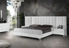Nova Domus Angela Italian Modern White Eco Leather Bed WNightstands And Wings Vgacangela-Set-Wings