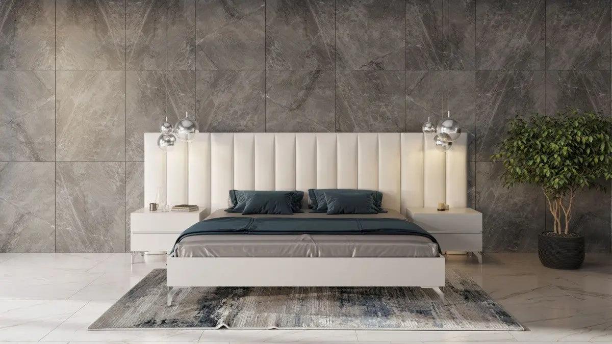 Vig Furniture - Nova Domus Angela - Italian Modern White Eco Leather Bed W- Nightstands And Wings - Vgacangela-Set-Wings