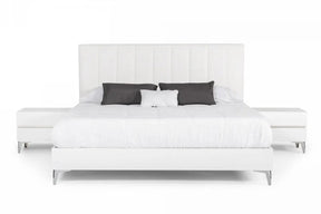 Nova Domus Angela Italian Modern White Eco Leather Bed WNightstands Vgacangela-Set-Nowings