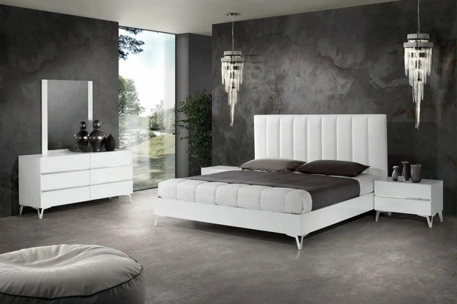 Vig Furniture - Nova Domus Angela - Italian Modern White Eco Leather Bedroom Set - Vgacangela-Set