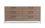 Vig Furniture - Nova Domus Boston Modern Brown Oak & Brushed Stainless Steel Dresser - Vganboston-Drs