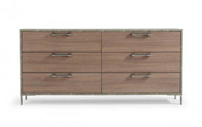 Nova Domus Boston Modern Brown Oak & Brushed Stainless Steel Dresser Vganboston-Drs