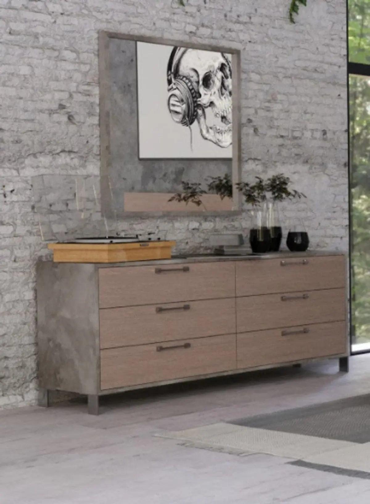 Vig Furniture - Nova Domus Boston Modern Brown Oak & Brushed Stainless Steel Dresser - Vganboston-Drs