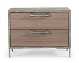 Vig Furniture - Nova Domus Boston Modern Brown Oak & Brushed Stainless Steel Nightstand - Vganboston-Ns