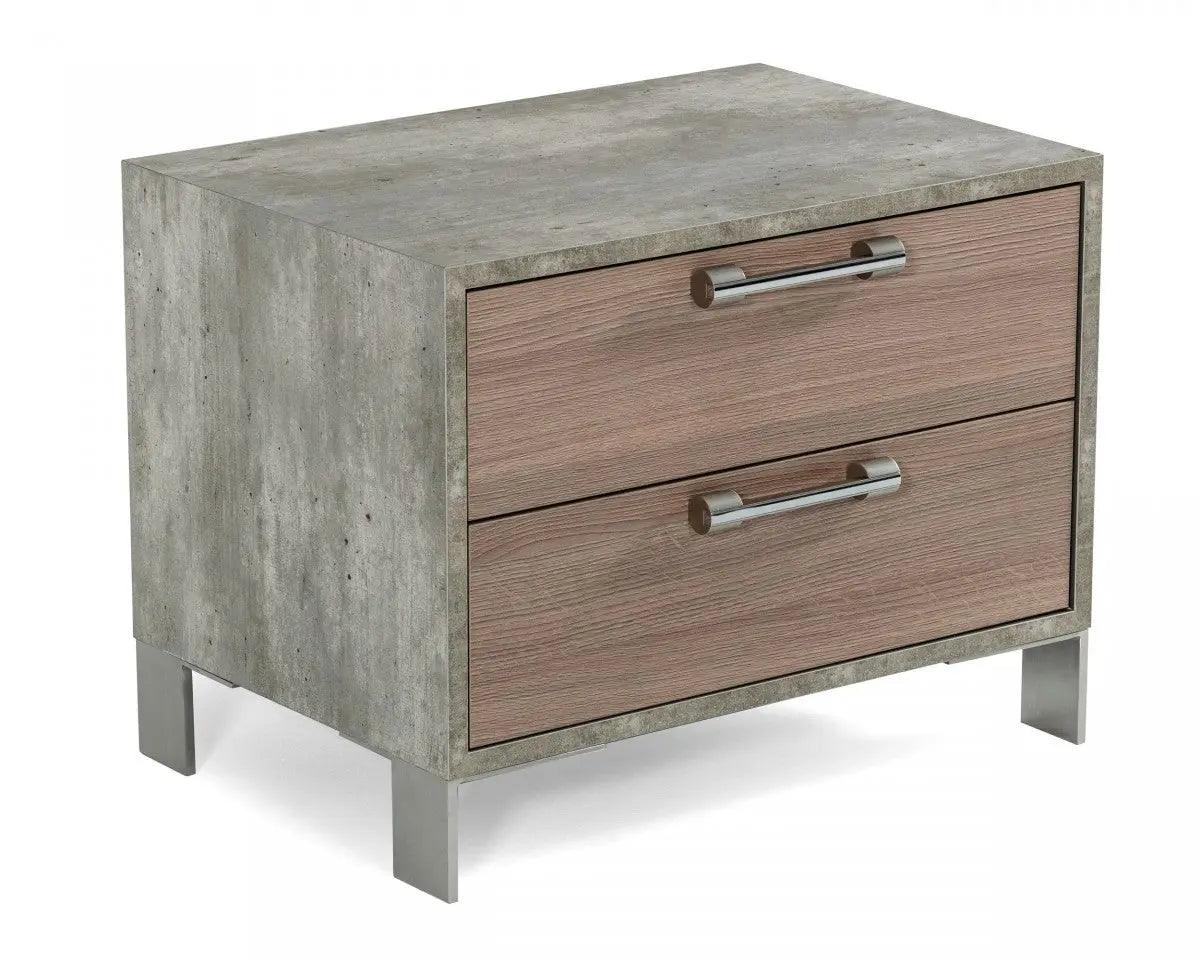 Vig Furniture - Nova Domus Boston Modern Brown Oak & Brushed Stainless Steel Nightstand - Vganboston-Ns