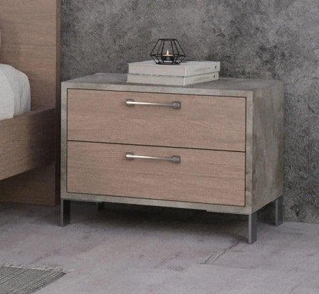 Vig Furniture - Nova Domus Boston Modern Brown Oak & Brushed Stainless Steel Nightstand - Vganboston-Ns