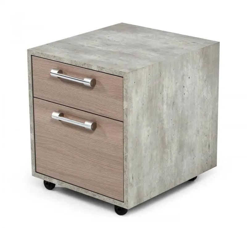 Vig Furniture - Nova Domus Boston Modern Brown Oak & Faux Concrete Office Small File Cabinet - Vganboston-Fc-Small