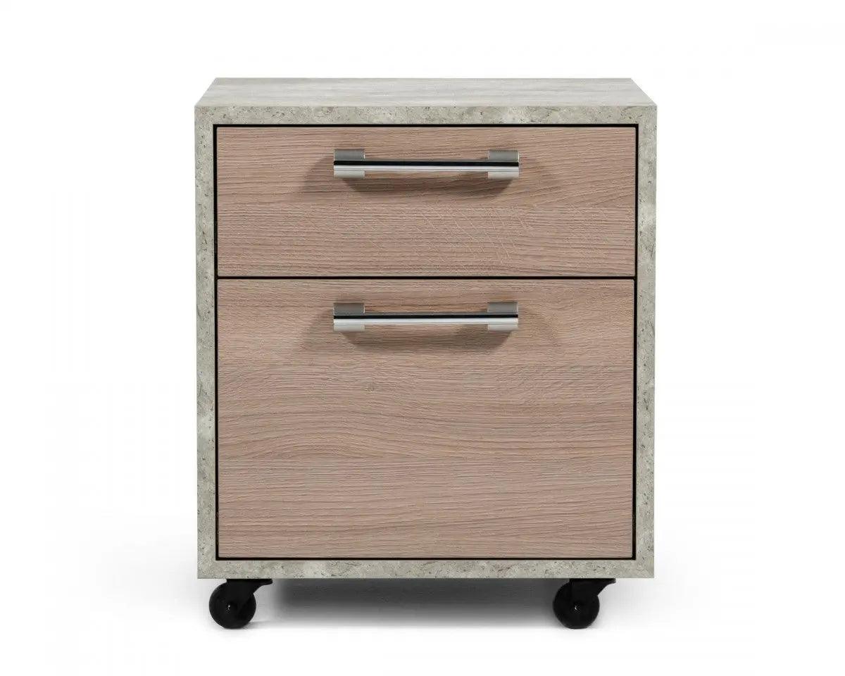 Vig Furniture - Nova Domus Boston Modern Brown Oak & Faux Concrete Office Small File Cabinet - Vganboston-Fc-Small