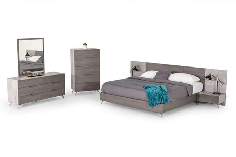 Vig Furniture - Nova Domus Bronx Italian Modern Faux Concrete & Grey Bed - Vgacbronx-Bed