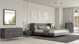 Vig Furniture - Nova Domus Bryan Modern Grey Velvet & Gold Bed - Vgmabr-82